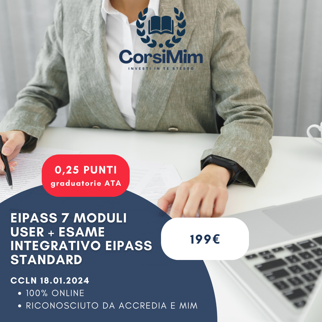 EIPASS 7 MODULI USER + ESAME INTEGRATIVO EIPASS STANDARD
