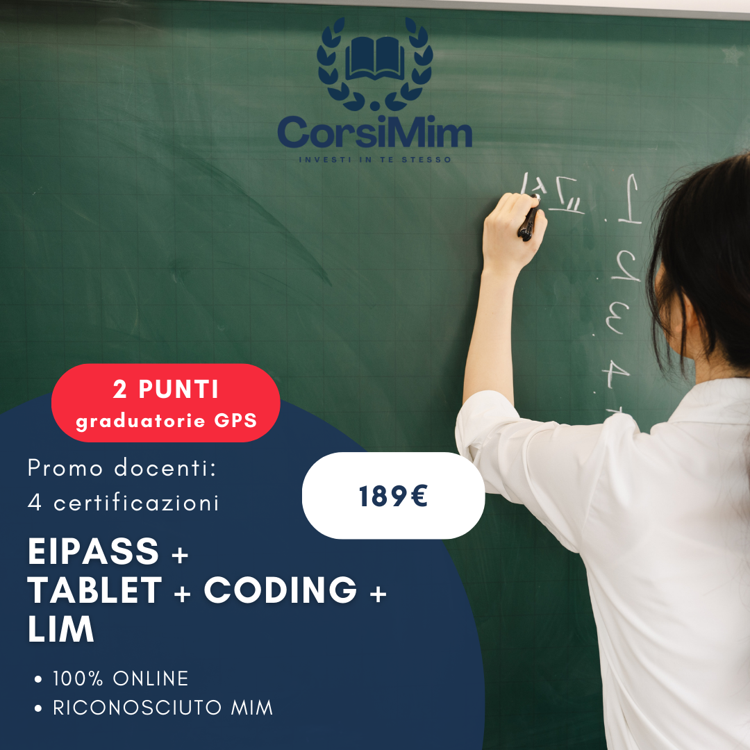 PROMO: CORSO EIPASS + LIM + TABLET + CODING (2 PUNTI)