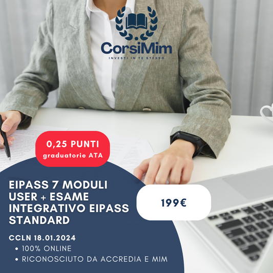 EIPASS 7 MODULI USER + ESAME INTEGRATIVO EIPASS STANDARD
