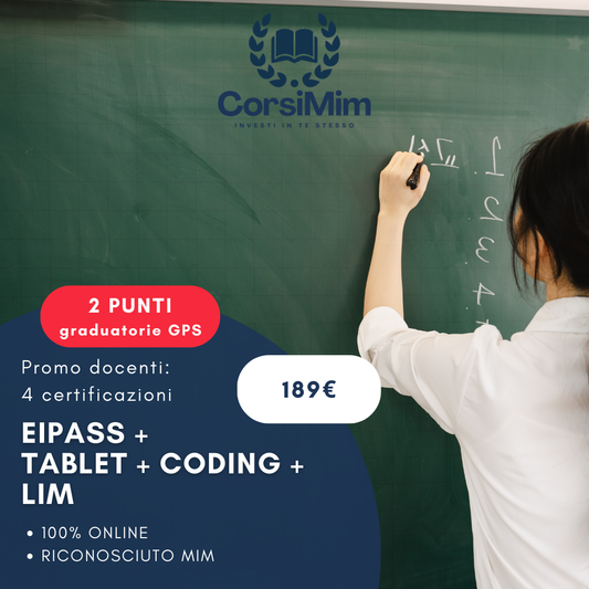 PROMO: CORSO EIPASS + LIM + TABLET + CODING (2 PUNTI)